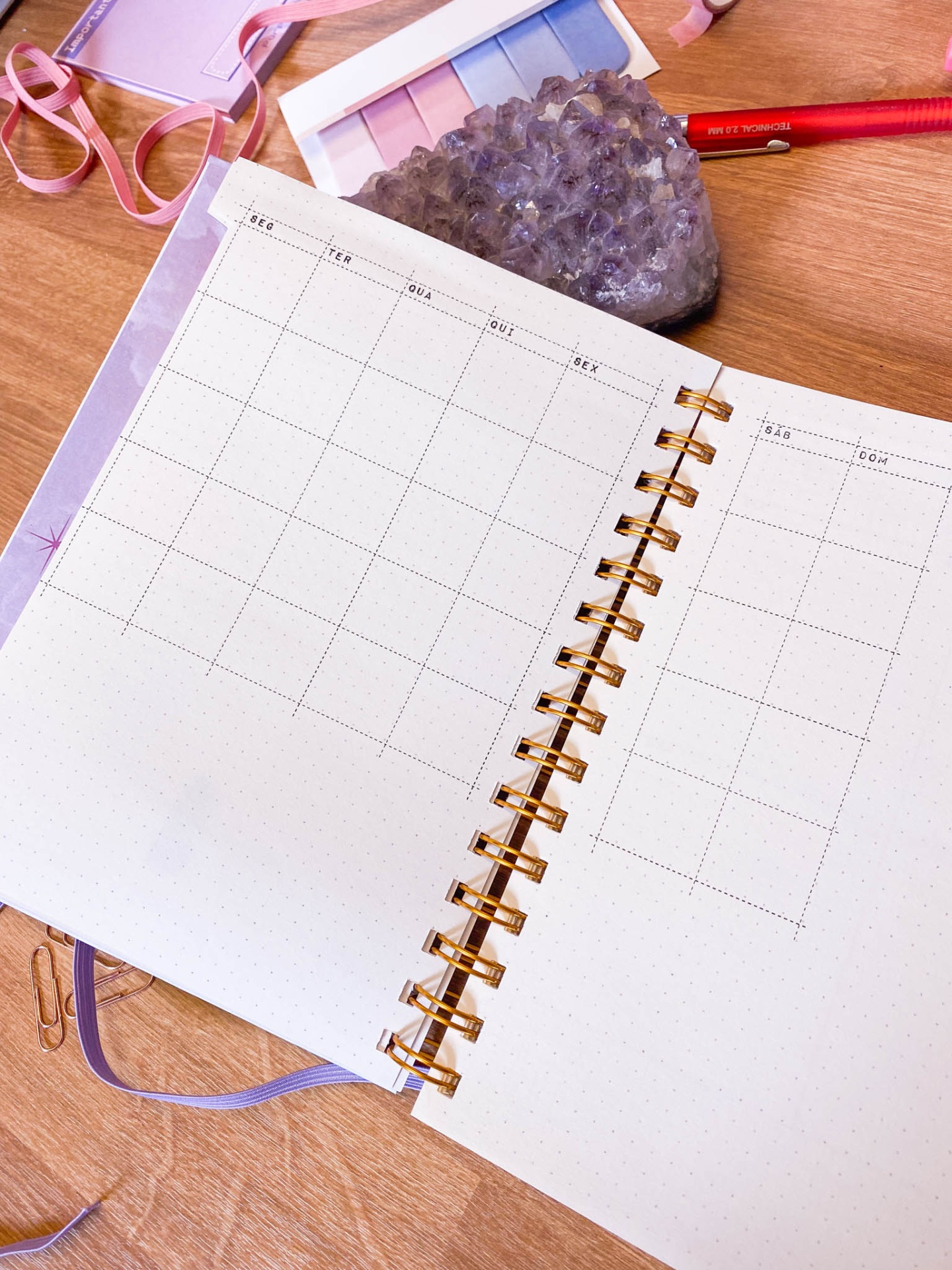 Agenda sem data ☼ Xadrez Lilás e Azul