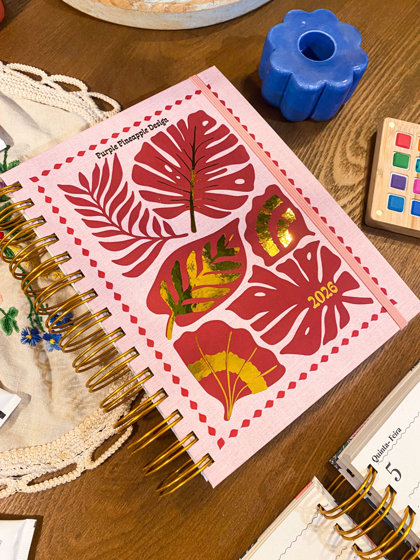 Agenda Diária Sem Horários ❤️ Frida vermelho e Rosa 🩷 2026 Pautada ou Bullet A5 e A6