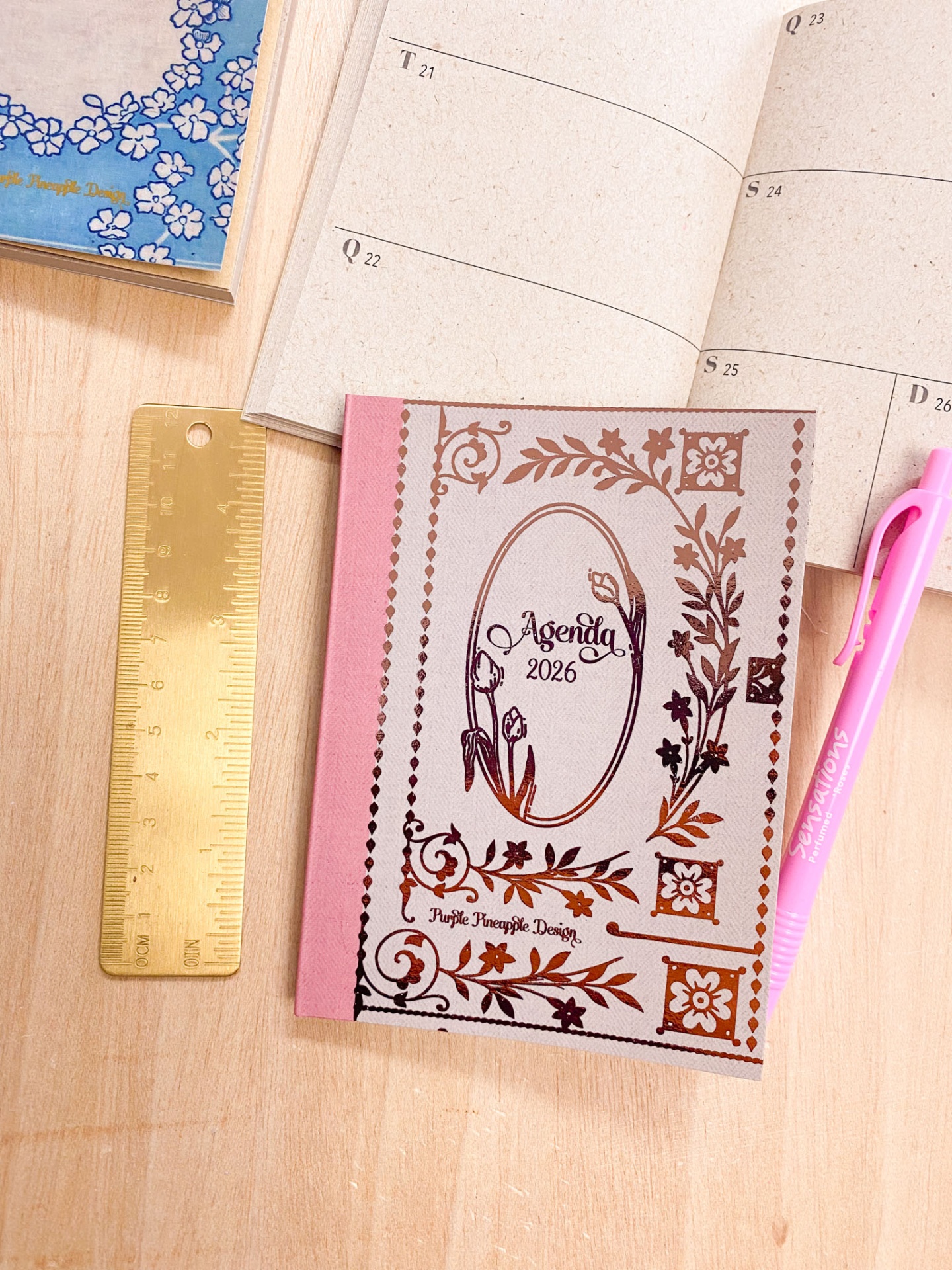 Agenda de Bolso 🪻Jane Austen ❊ Bege e Rosa 2026