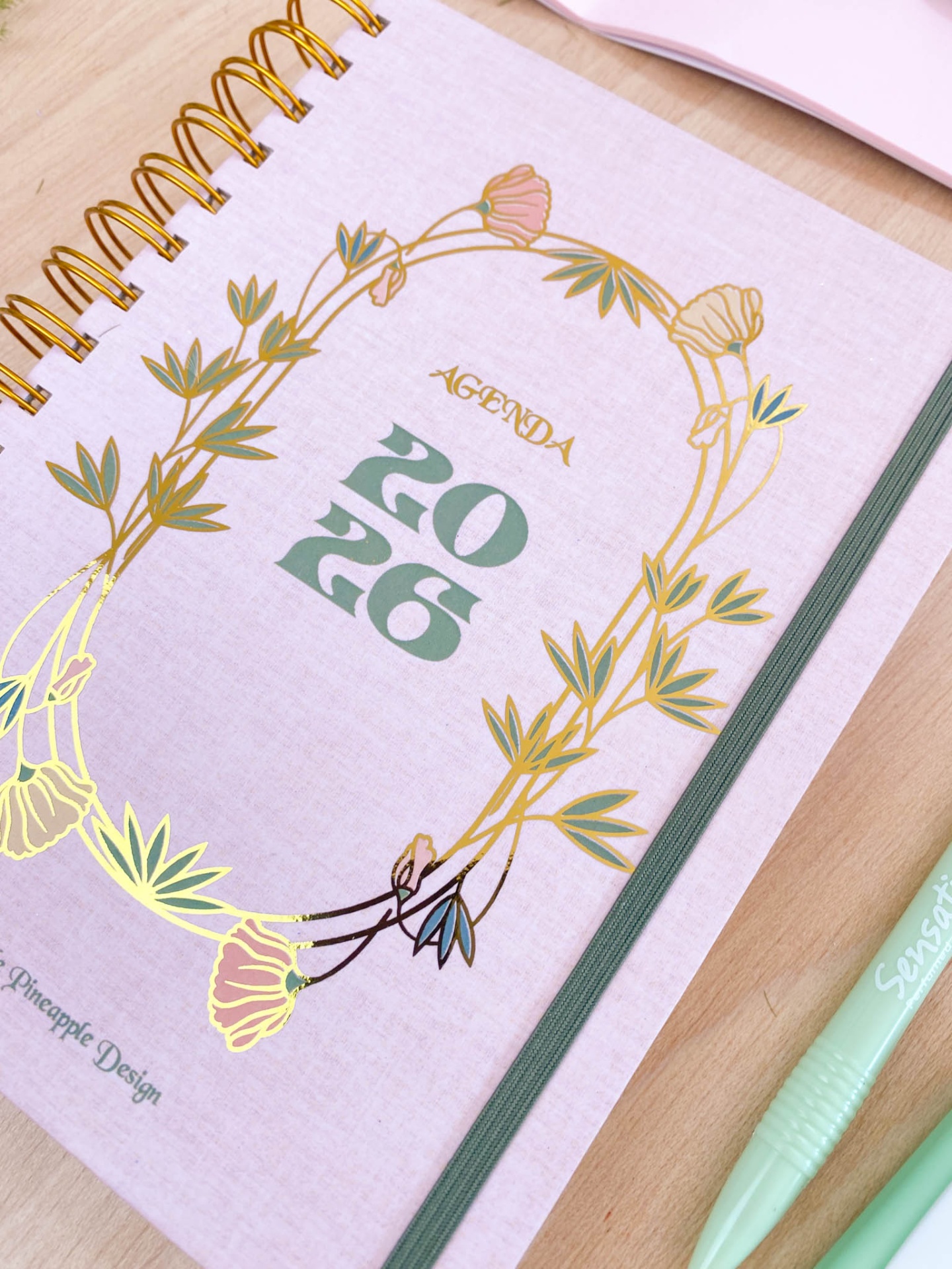 Agenda Semanal 2026 🍃 Flores Rosa