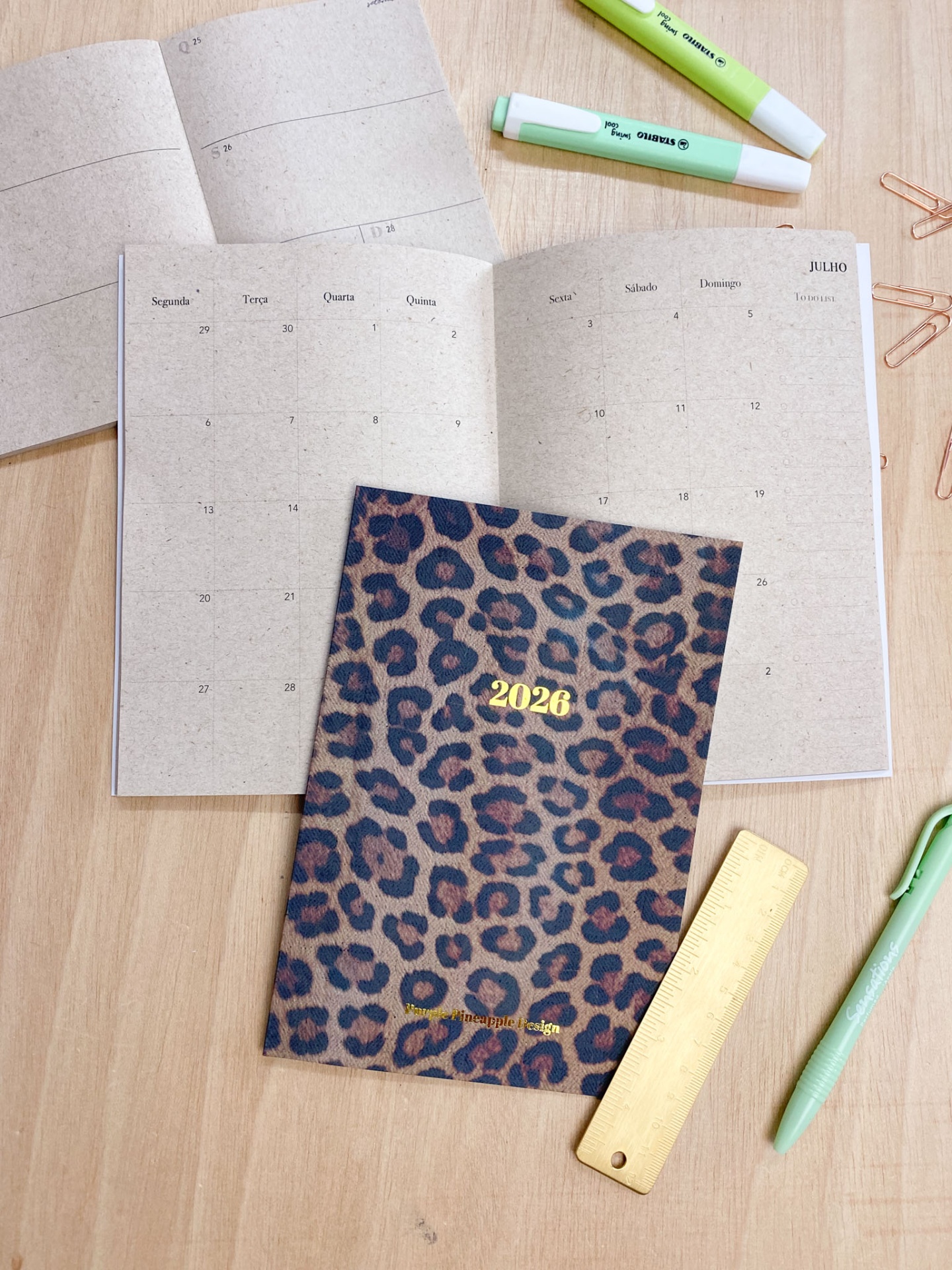 Agenda Mensal 2026 ✨Leopardo 🐆