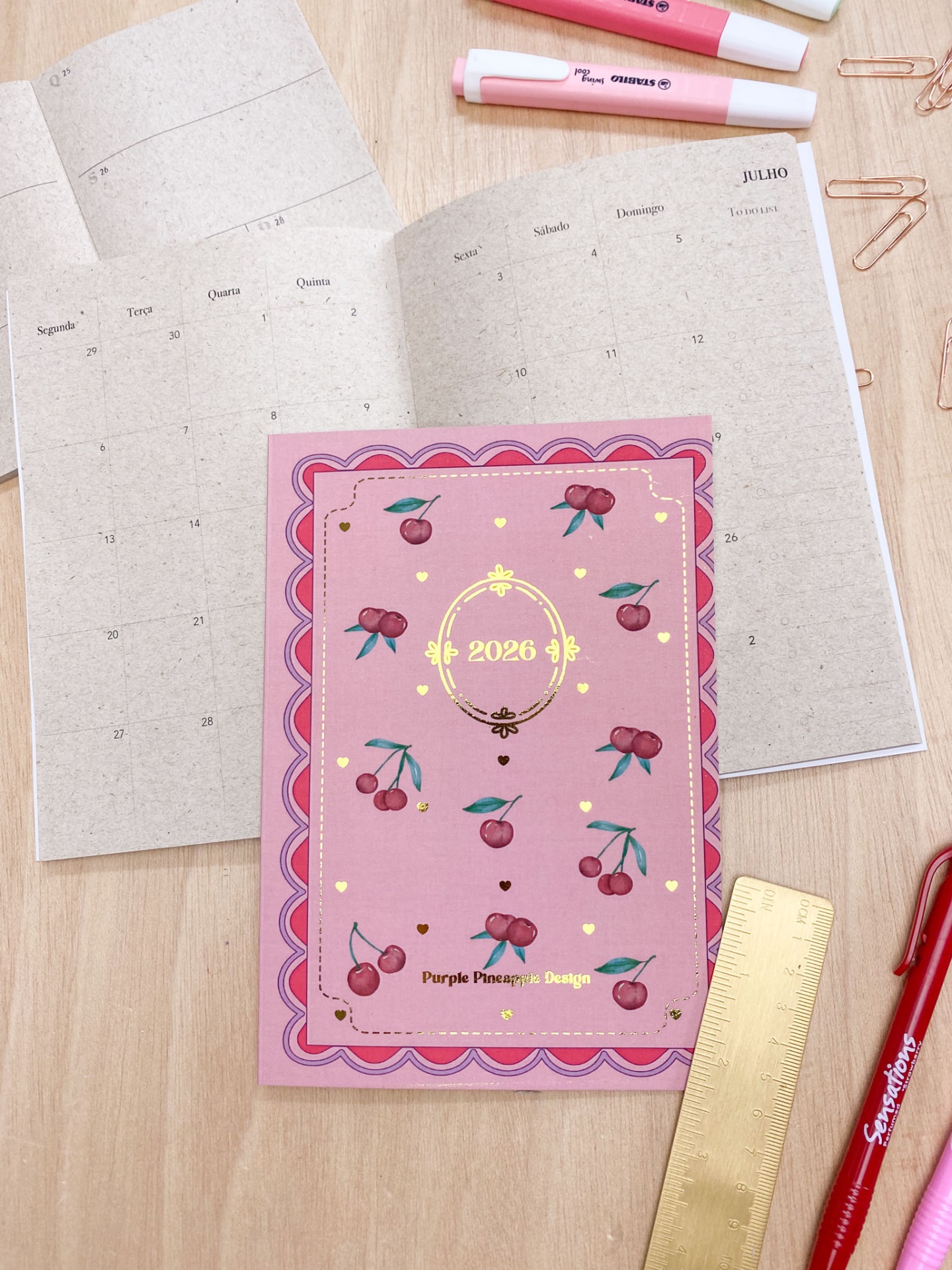 Agenda Mensal 2026 🍒 Cerejas