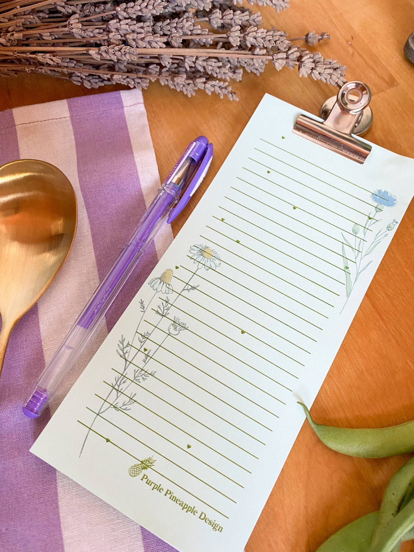 Lista de compras verde flores com iman 💚