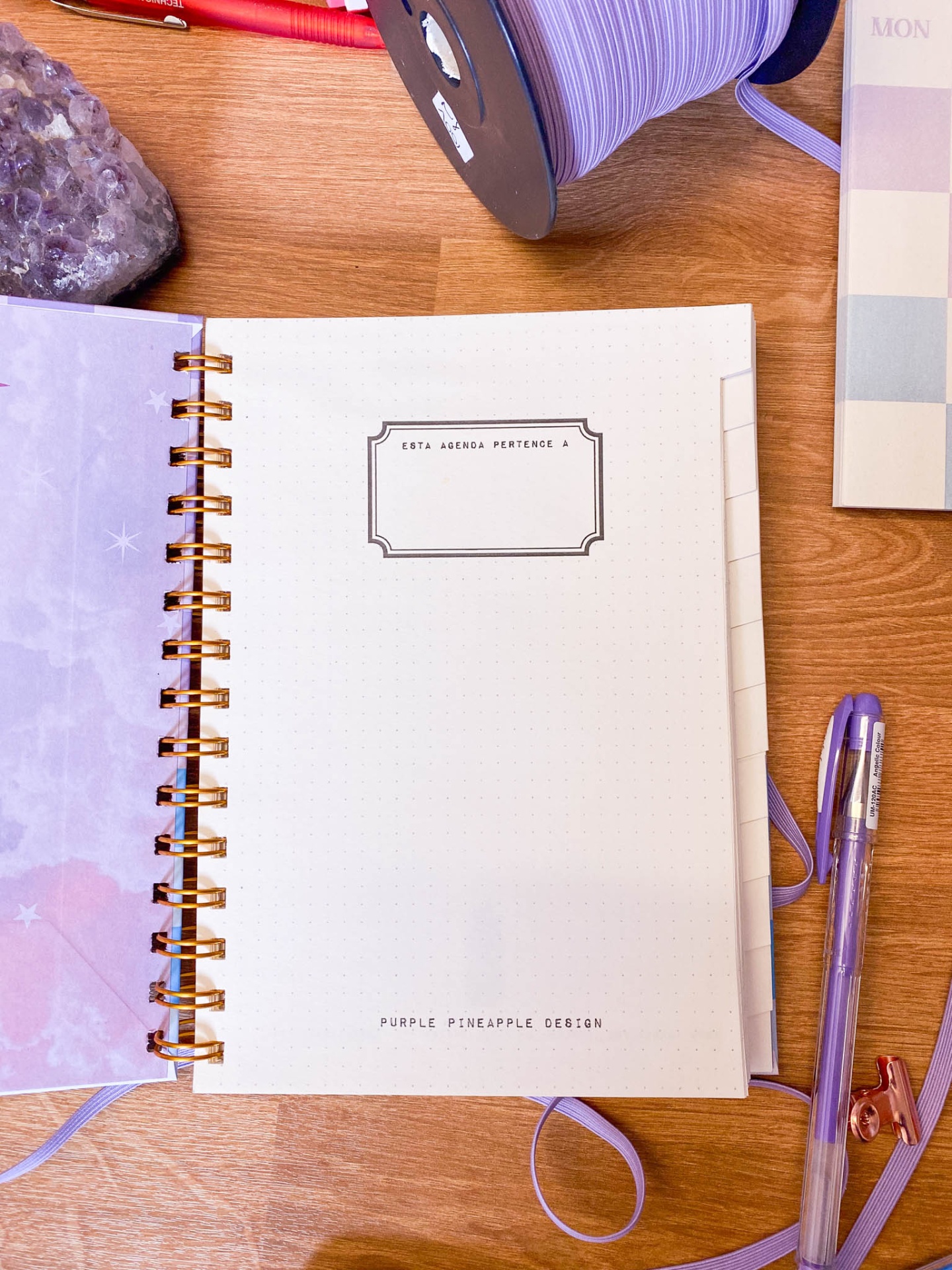 Agenda sem data ☼ Xadrez Lilás e Azul