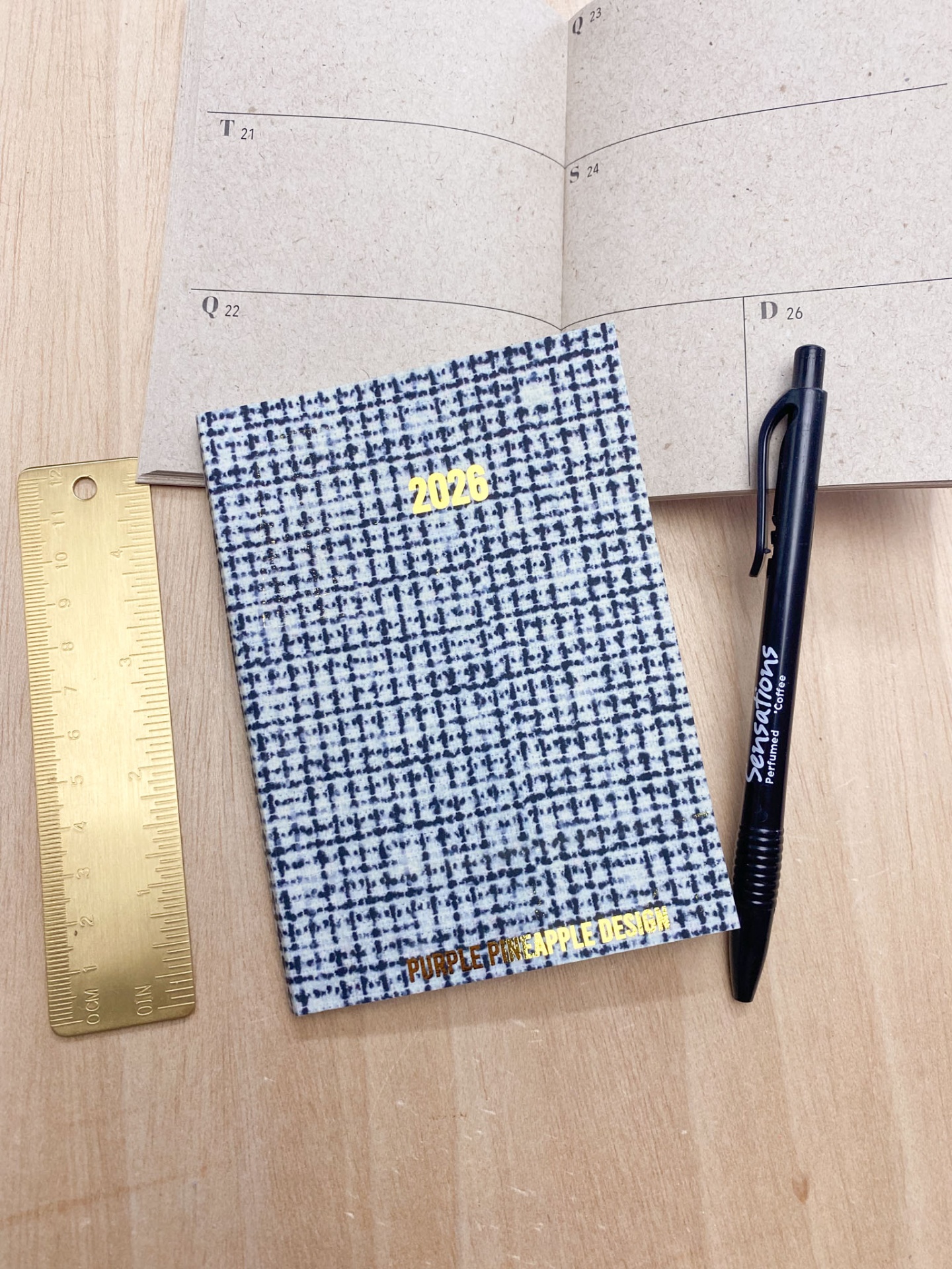 Agenda de Bolso 🖤 Tweed Preto e Branco 🤍 2026