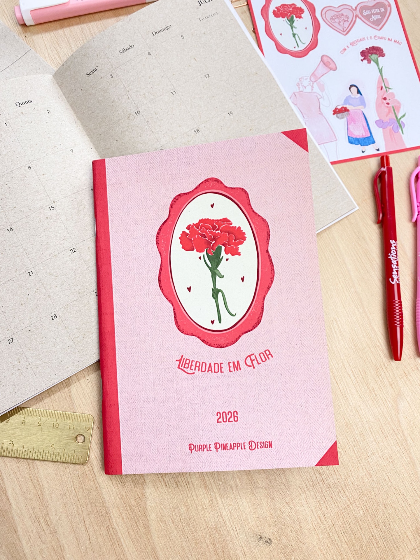 Agenda Mensal 2026 🌹 Liberdade em Flor