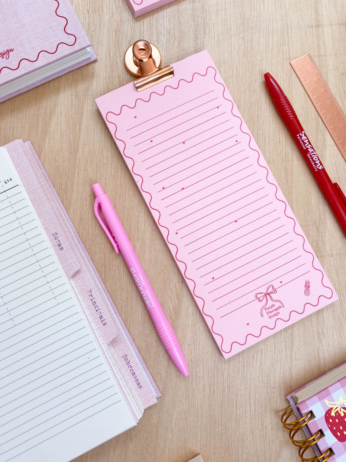 Lista de compras Rosa com iman rose gold 🎀