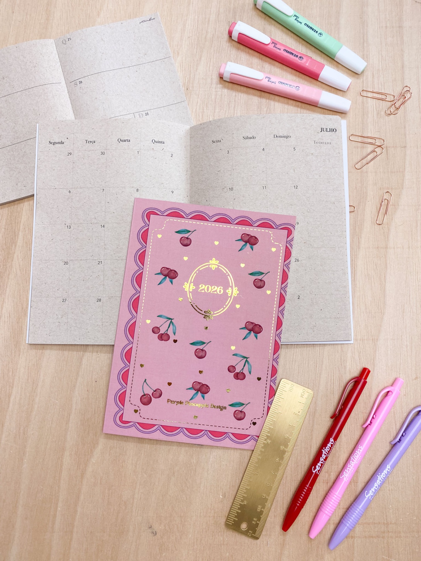 Agenda Mensal 2026 🍒 Cerejas