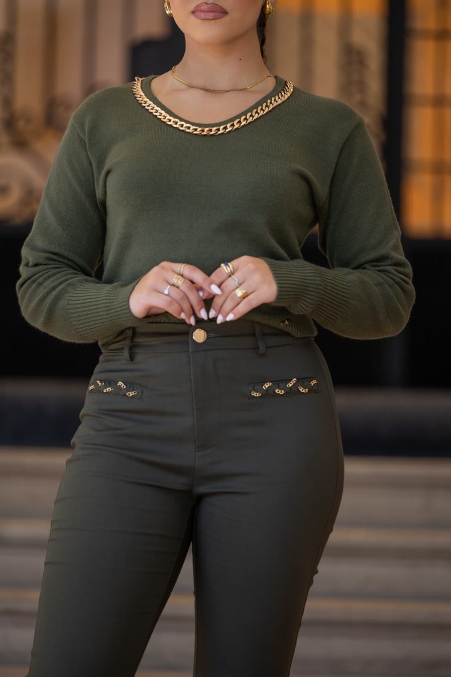 Calça Moda Ana C/Corrente Bolso Calça Moda Ana C/Corrente Bolso