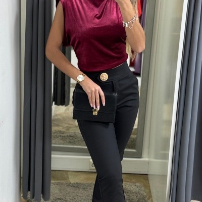 Calças Moda Ana c/ botão Dourado