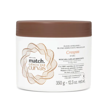 11648 Máscara Capilar Hidratante Cabelos Crespos Match Ciência das Curvas, 350g 11648 Máscara Capilar Hidratante Cabelos Crespos Match Ciência das Curvas, 350g