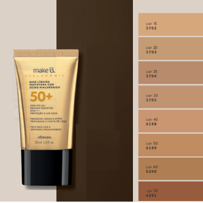 62729 BASE LÍQUIDA PROTETORA COM ÁCIDO HIALURÓNICO FPS50 MAKE B. COR 30