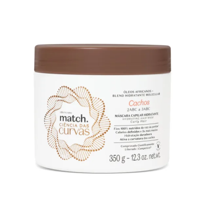 11652 Máscara Capilar Hidratante Cachos Match Ciência das Curvas, 350g 11652 Máscara Capilar Hidratante Cachos Match Ciência das Curvas, 350g