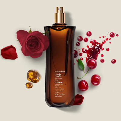 58383 Óleo Glorioso para Corpo e Cabelo Nativa Spa Cereja Rouge 85ml 58383 Óleo Glorioso para Corpo e Cabelo Nativa Spa Cereja Rouge 85ml