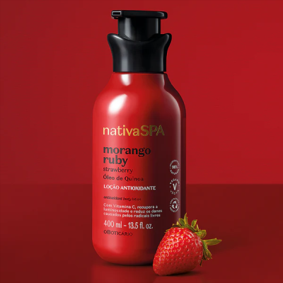 60153 LOÇÃO CORPORAL HIDRATANTE NATIVA SPA MORANGO RUBY, 400ML