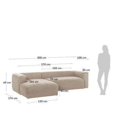 Sofá com Chaise 3 Lugares