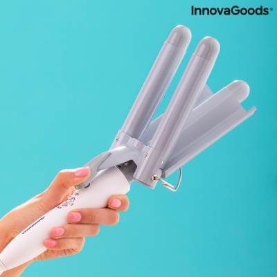 Modelador de cabelo branco e cinzento com três tubos cilíndricos