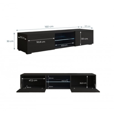 Móvel Tv 160cm com luz led - Disponível em 2 cores