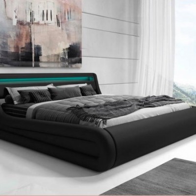 Cama de casal Riha estrado elevatório luz LED - Disponível em 3 medidas e 2 cores