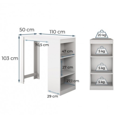 Mesa Alta com Arrumação - Disponível em 2 cores