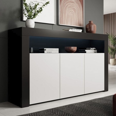 Aparador Lay mate com luz LED e 3 portas - Disponível em 6 cores