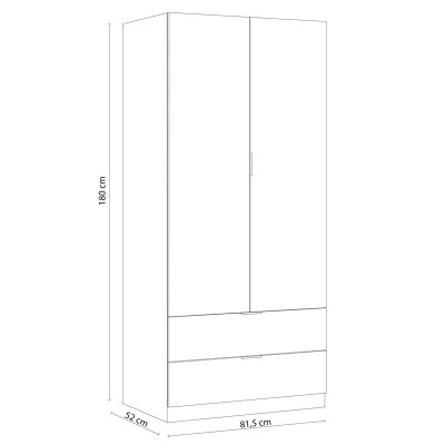 Roupeiro de 2 portas de abrir e 2 gavetas