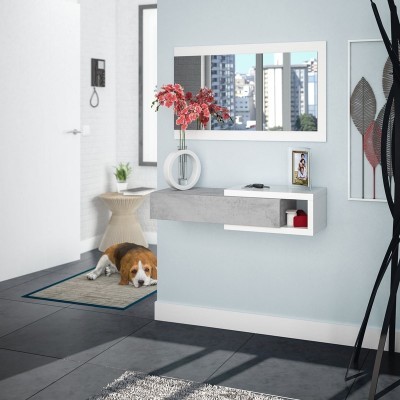 Móvel de Entrada com Gaveta e Espelho incluído - Disponível em 2 cores