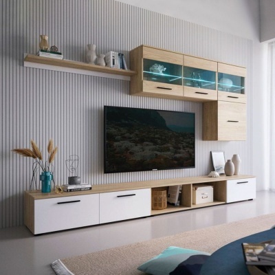 Conjunto de Móveis de Sala Nórdico com Led