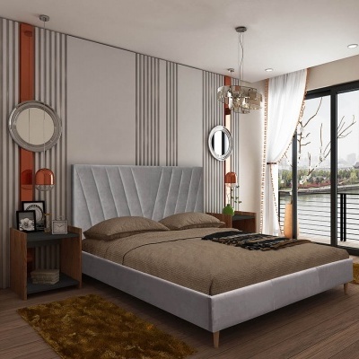 Cama de Casal Estrado e Cabeceira de Cama incluídos - Disponível em 2 cores e 2 medidas