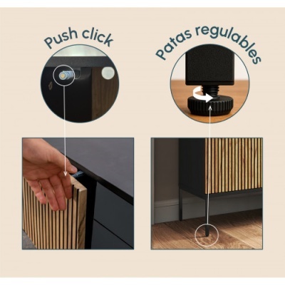 Aparador 3 gavetas e 2 portas com luz LED