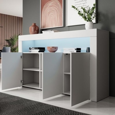 Aparador 3 Portas com luz LED - Disponível em 5 cores