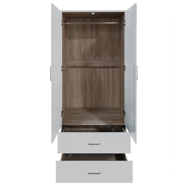 Roupeiro 2 Portas de Bater e 2 Gavetas