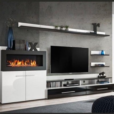 Conjunto de Móveis de Sala Eden com Lareira incluída