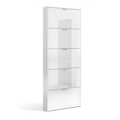 Sapateira branca com portas espelhadas