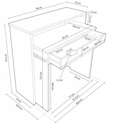 Consola convertível em Secretária - Disponível em 2 cores