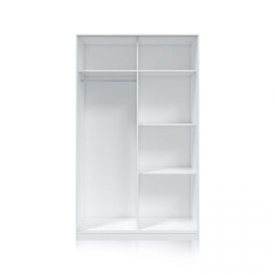 Guarda-roupa branco com compartimentos e prateleiras