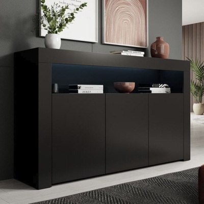 Aparador Lay mate com luz LED e 3 portas - Disponível em 6 cores