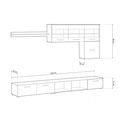 Conjunto de Móveis de Sala Nórdico com Led