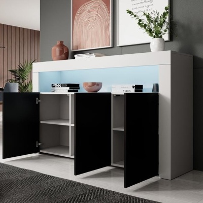 Aparador 3 Portas com luz LED - Disponível em 5 cores