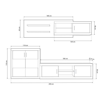 Conjunto de Móveis de Sala Nuk - Disponível em 2 cores