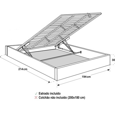 Sommier Casal 180x200cm com Arrumação - Disponível em 2 cores