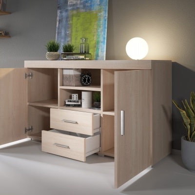 Aparador Ran 2 portas 2 gavetas 2 prateleiras - Disponível em 4 cores