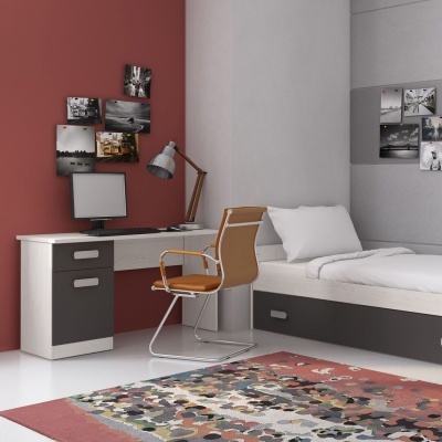 Secretária com Gaveta e Porta de Arrumação - Disponível em 4 cores