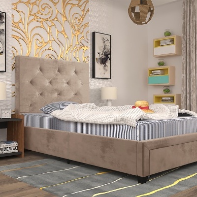 Cama de Solteiro com Gavetão de arrumação - Disponível em 2 cores