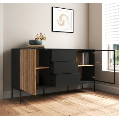 Aparador 3 gavetas e 2 portas com luz LED