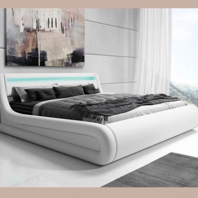 Cama de casal Riha estrado elevatório luz LED - Disponível em 3 medidas e 2 cores