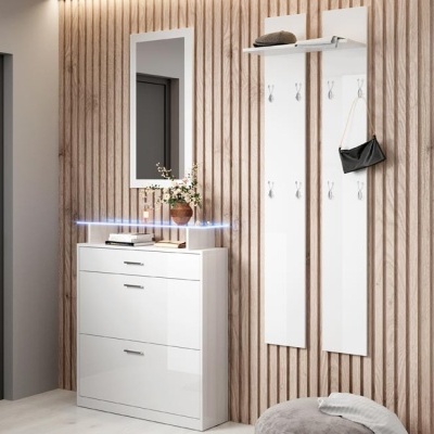 Móvel de Entrada com Gaveta, Sapateira, Espelho e Cabide - Disponível em 4 cores