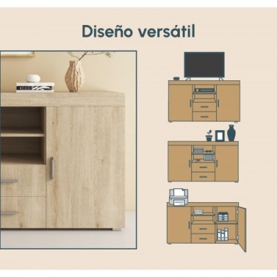 Aparador Ran 2 portas 2 gavetas 2 prateleiras