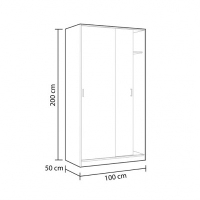 Roupeiro branco com duas portas e medidas indicadas