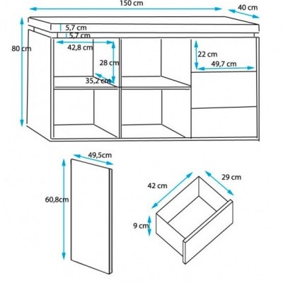 Aparador One com luz de presença LED - Disponível em 2 cores